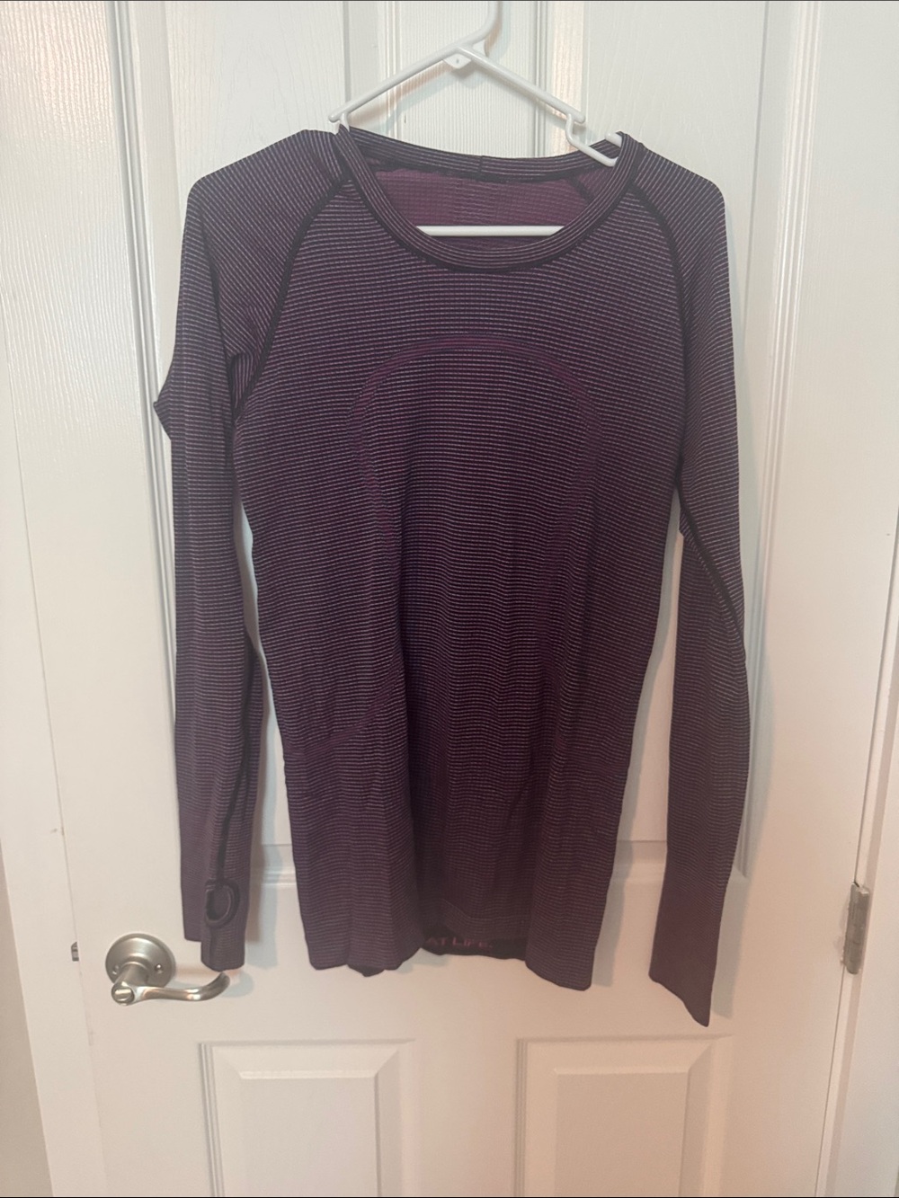 lululemon athletica Plum Striped Long Sleeve Active Top